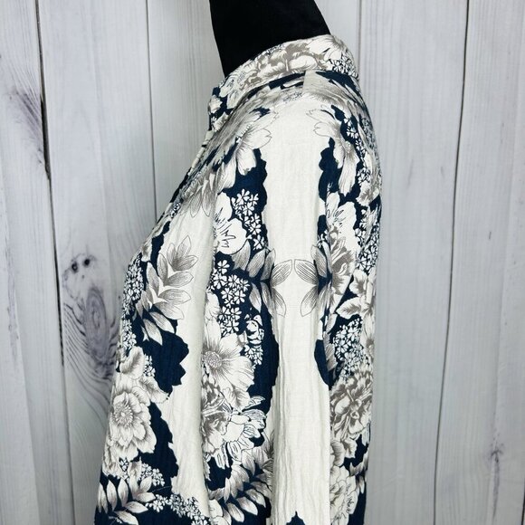 Soft Surroundings St Remy Floral Button Up Tunic Shirt Shacket Size Petite M - Picture 5 of 10